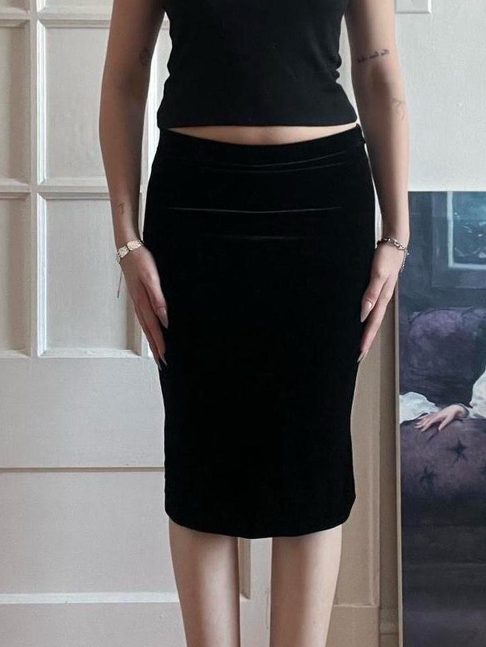 Vintage Velour/Velvet Textured Lydia Jane Midi Skirt